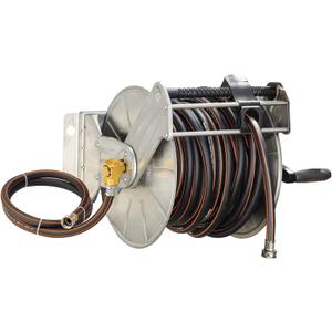 Giraffe Tools Stainless Steel Garden Hose Reel Heavy Duty, Wall/Floor Mounted Stainless Water Hose Reel Retractable with Crank, 150-Feet 5/8" Hose Capacity100FT hose