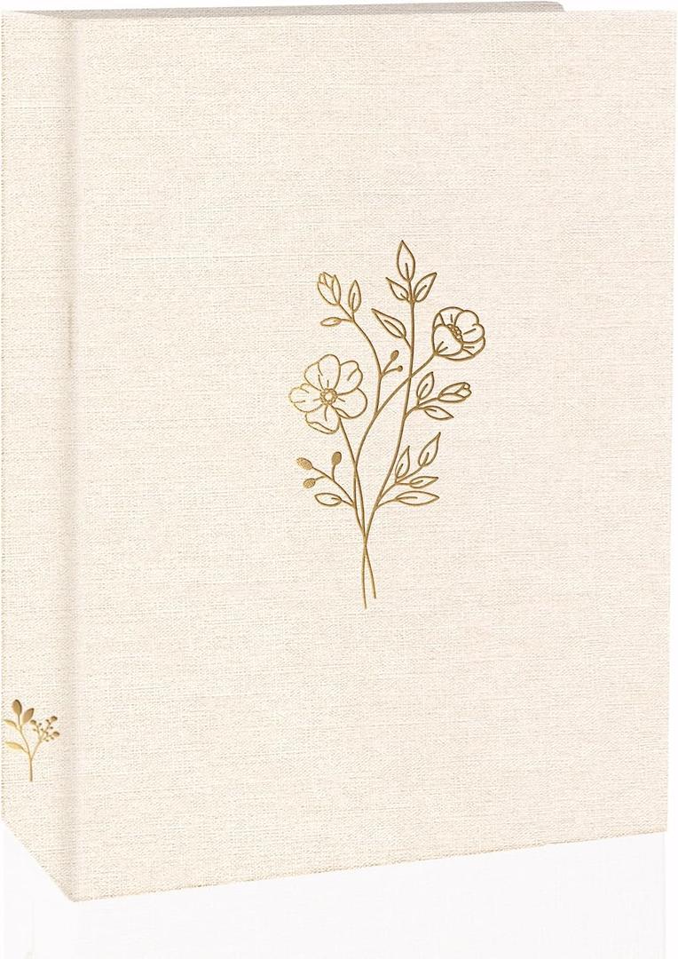 Holoary 5x7 Photo Album 100 Photos, 100 Pockets Picture Album, Linen Fabric Cover Big Picture Book for Photos, Photo Album 5x7 for Family Weddings Travel Memories(Beige)