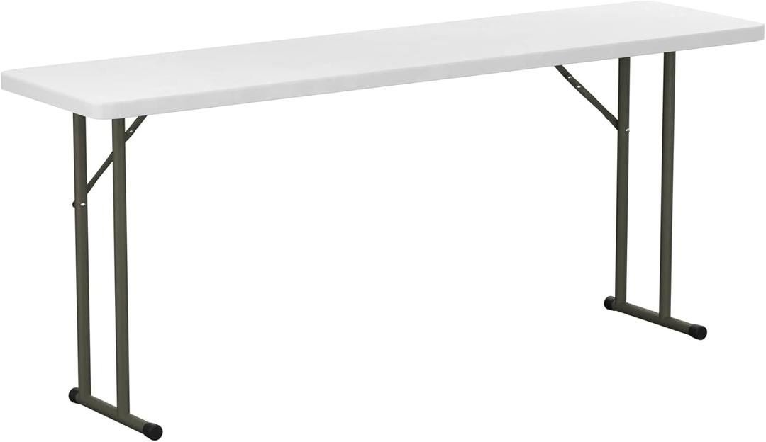 18" x 72" Granite White Heavy-Duty Blow Molded Plastic Folding Table