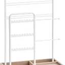 SONGMICS Jewelry Holder, Jewelry Organizer, Jewelry Display Stand with Metal Frame, Velvet Tray, Necklace Earring Bracelet Holder, for Studs, Rings, Gift Idea, Matte White UJJS021W01 (4.5"D x 7.7"W x 12.1"H)