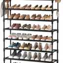 VTRIN 10-Tier Shoe Rack - Large Capacity 50 Pair Organizer with Two Hooks - Sturdy Metal Shoe Shelf for Entryway, Closet, Bedroom (10-1 Tier Black)