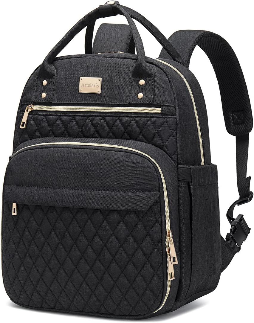 Artelaris Stylish Insulated Lunch Backpack for Women , Waterproof Travel Cooler Bag for Teacher Nurse Work School Picnic Book (Black)