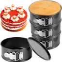 4 PCS 6 Inch Black Springform Pan with Removable Bottom Carbon Steel Mini Cheesecake Pans Round Springform Cake Pan with Stainless Steel Spring Buckles for Baking Kitchens Restaurant