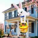 8FT Easter Inflatables Outdoor Decorations Climbing Inflatable Bunny Decor, Inflatable Bunny Basket with Eggs Decor, Easter Blow Ups for Outside Roof Yard Shop Lawn Fence
