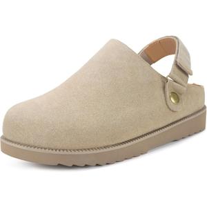 Clogs for Women Platform Clogs Slippers Classic Suede Leather Mules with Arch Support Comfortable Slip-on Sandals Shoes for Indoor Outdoor (9.5, Apricot)