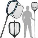 PLUSINNO Floating Fishing Net with Telescoping Handle, Carbon Fiber Ultralight Long Fish Net, Collapsible Landing Net 6.56/7.86Ft, Fishing Gear Kayak Accessories for Bass Trout Salmon (6.56 FT / 2.0M Full Length)