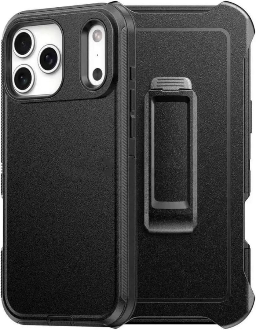 HIQUE Defense Case for iPhone 17 Pro,Protective Cell Phone Cover with Belt-Clip Holster,Military Grade 3 in 1 Heavy Duty Shockproof Drop Proof Dust Proof Phone Rugged Cover for iPhone 17 Pro Black