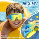Swimming Goggles for Kids 8-14, 2 Pack Anti Fog UV Kids Swim Goggles with Ear Plugs Attached
