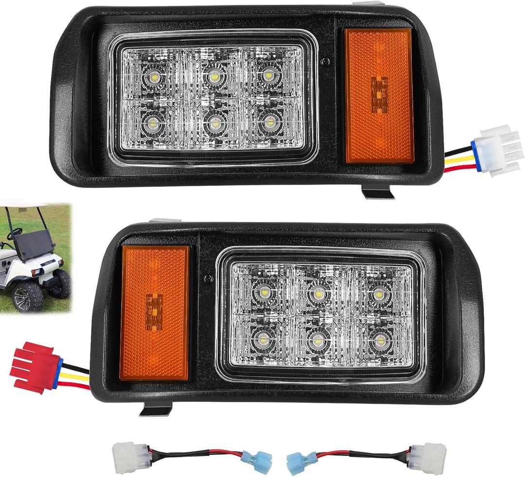 Drive-up Club Car DS LED Headlight Kit, 12V Factory Style LED Headlights with Adapter Wire for Club Car DS 1993-up Gas and Electric Golf Carts, OEM 101988001