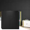 Art3d Slat Wall Panel, 3D Fluted Textured Panel 12-Tile 19.7 x 19.7in. - Black (Square - Black)