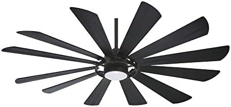 Minka Aire F870L-TCL Windmolen 65" Outdoor Ceiling Fan with LED Light and Remote Control, Textured Coal