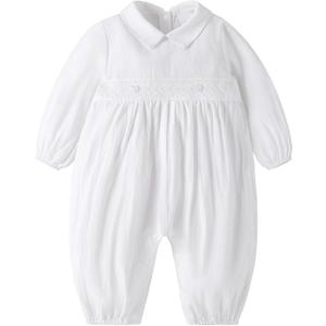 Booulfi Baptism Christening Outfits for Boys Easter White Romper Baby Romper Church Newborn Clothes (6-9 Months) White