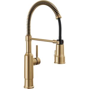 Delta Theodora Pro Style Commercial Kitchen Faucet with Pull Down Sprayer, Single Hole Brushed Gold Kitchen Sink Faucet, Single Handle, Champagne Bronze 18804Z-CZ-DST