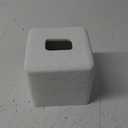 White Natural Travertine Textures Square Tissue Box Cover Holder, Resin Tissue Box Holder Decorative for Bathroom, Vanity, Kitchen Countertop, Bedroom Night Stands, Office Desk Top (Medium)