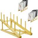 3 Pcs Wood Book Stand for Display, Tabletop Book Display Puzzle Rack Easel Holder for Vendors, 5-Tier Portable Kids Bookshelf Counter Retail Display for Magazine Art Print