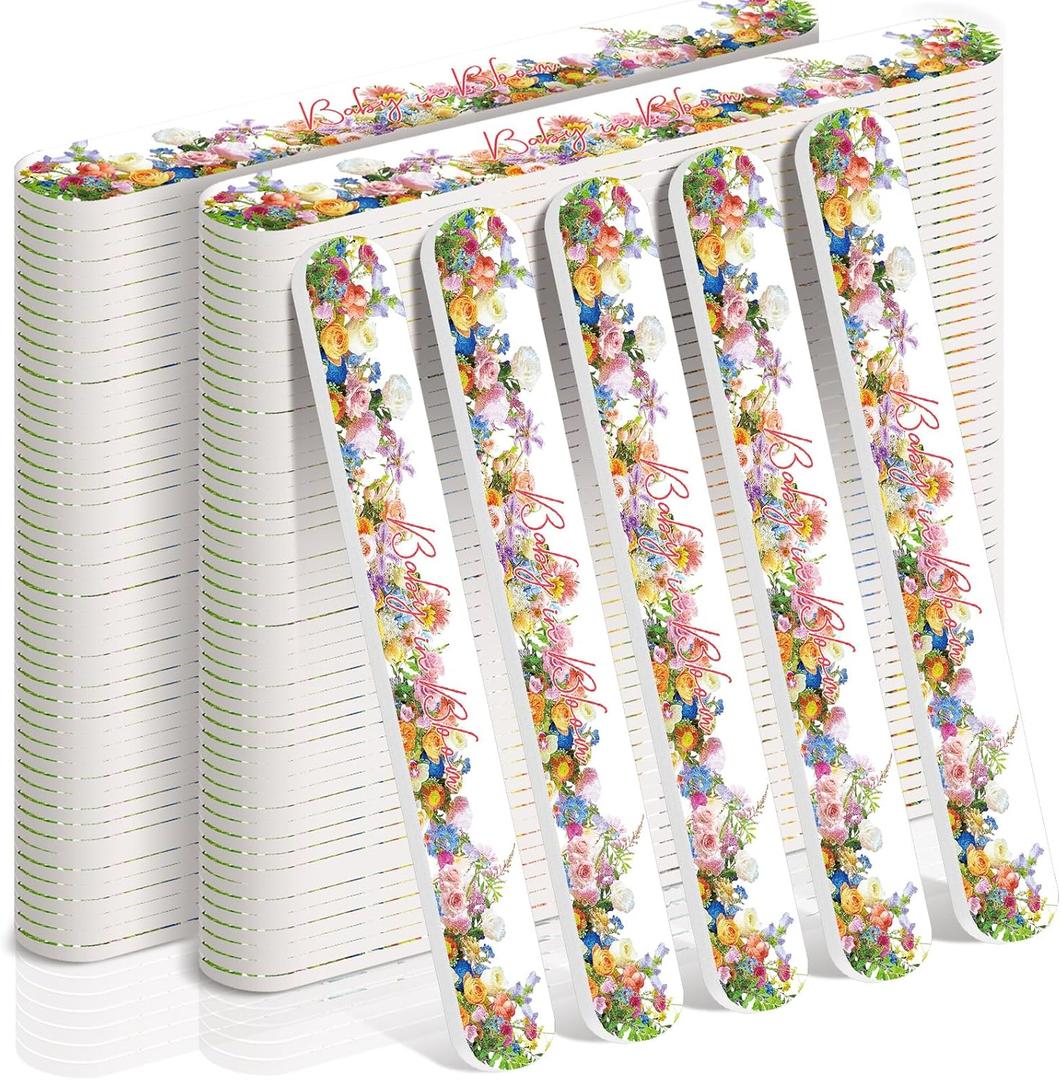 50 Pcs Baby in Bloom Baby Shower Favors Decorations Party Games Winners Prizes Gifts Bulk Floral Emery Board Nail File for Adults Guests Gender Reveal Favors Decorations Gift Bags Stuffers