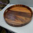 20 Inch Extra Large Round Serving Tray HeavyDuty Acacia Wood Tray for Oversized Ottoman Coffee Table and Counter Giant Decorative Organizational Tray Extensive Kitchen Serveware