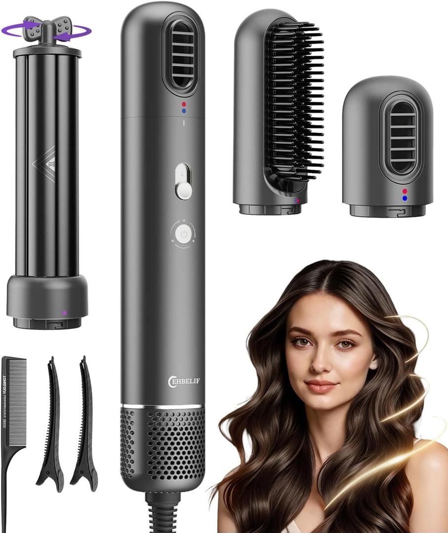 3 in 1 Hot Air Styler Wrap Set Dual Direction Air Curler Fast Drying 110000 RPM Hair Dryer Brush with 800M Negative Ionic All in One Styling Tool for Curling, Straightening & Volumizing Home Travel