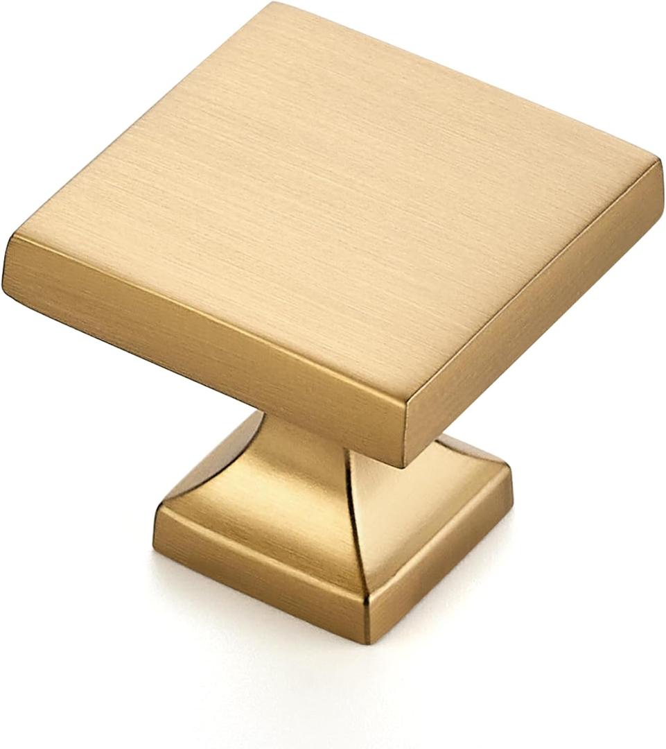 Cabinet Knobs Champagne Bronze Square Knobs for Cabinets and Drawers Kitchen Hardware 10 Pack,10, Champagne Bronze