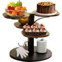 Cupcake Stand, 4 Tier Cupcake Tower Stand for 50 Cupcakes with Tiered Tray, 360° Rotatable Wooden Dessert Table Display Stands for Party Weddings Birthday Baby Shower