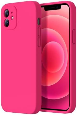 Kiresen Designed for iPhone 12 Case - Upgraded Camera Protection - Soft Microfiber Lining Inside - Liquid Silicone Shockproof Protective Phone Case 6.1" for Men Women Girls - Hot Pink