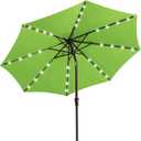 JEAREY 9FT Outdoor Patio Umbrella with Solar Lights, LED Lighted Pool Umbrella with Tilt and Crank, Outdoor Table Umbrellas for Deck, Yard & Market (Grass Green)