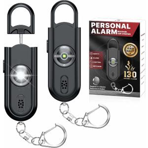 Personal Safety Alarm Keychain for Women 2PCS -130 dB Loud Siren with SOS Strobe Light, Flashlight, Double Speakers, Safe Defense Key Chain for Girls Kids Elders Emergency Call