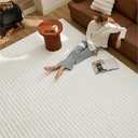 Bedsure 8x10 Fluffy Area Rugs for Living Room, Machine Washable Rugs, Non-Slip Backing, Non-Shedding, Pet Friendly Throw Rug for Bedroom Dining Room, Coconut White