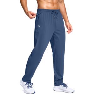 G Gradual Men's Fleece Lined Pants with Zipper Pocket Winter Warm Athletic Joggers Sweatpants for Men Workout Running Gym (Dark Blue, Large)