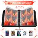 Trading Card Binder 4 Pocket, Waterproof PU 400Pockets Card Holder, Portable Zippered Collectible Game Card Albums Gifts for Boys and Girls, Trading Card Album for MTG/TCG/Card Holder Gift