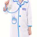 Doctor Costume for Kids, Toddler Doctor Coat with Stethoscope, Kids Lab Coat Career Day Costume for Boys Girls, L, Set of 2
