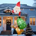 AerWo 8 FT Christmas Inflatable Outdoor Decoration, Santa Inflatable and Reindeer Christmas Blow up Yard Decorations with LED Lights Outside for Home Roof Lawn Decor