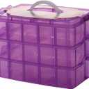 Sooyee Bead Organizer, 3-Tier Craft Organizers and Storage, Stackable Storage Containers with 30 Compartments Dividers for Washi Tape, Toy, Hair Accessories, Art Supplies, Fishing Tackle, Purple