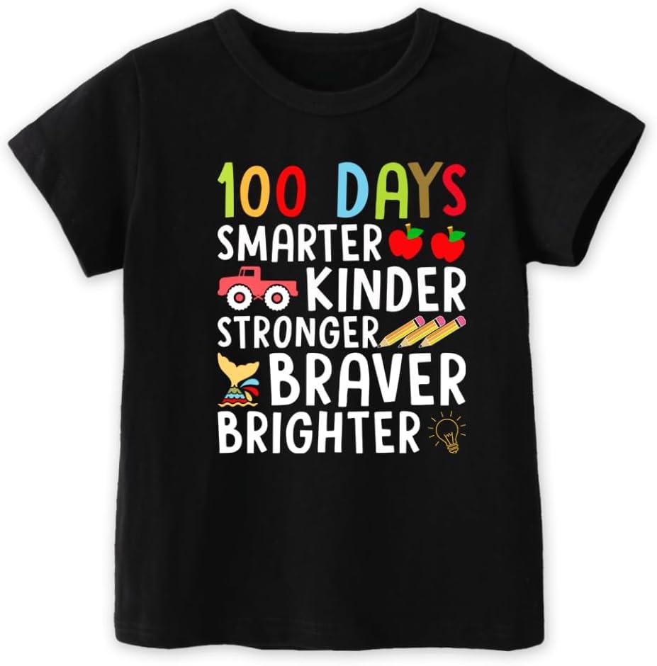 100 Days of School Shirt Kids Boys Girls Toddler Happy 100th Day of School T-Shirt, Kindergarten 100 Day,3T-4T- 110/56