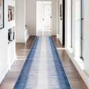 Lahome Ombre 2.5x12 Runners for Hallways Non Slip, Washable Long Hallway Runner Rug 12 ft Ultra-Thin, Modern Print Indoor Blue Home Decor Carpet for Kitchen Bedroom Bathroom Laundry Juliette