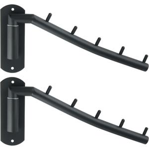 Alise Swing Clothes Hanger Rack,Black Garment Racks Wall Mounted Clothes Bar-Hanger Hooks Heavy Duty Folding Drying Rack Clothing Hanging System Closet Storage Organizer,Pack of 2