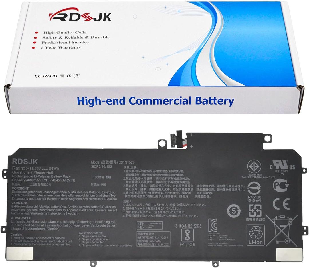 C31N1528 Laptop Battery for Asus ZenBook Flip UX360 UX360C UX360CA UX360UA UX360CA-C4008T C4028T C4041T FC060T UBM1T Series 3ICP3/ 96/ 103 0B200-02080100 0B200-00730200 11.55V 54Wh 3-Cell