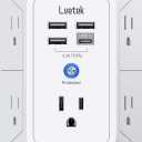 5 Outlet Extender Multi Plug Wall Outlets with 4 USB Charging Ports (1 USB C Outlet), 3 Sided 1680J Surge Protector Power Strip USB Wall Charger for Home, Office, Travel, ETL Listed, White (3U1C)