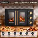 GIHETKUT French Door electric Knob Oven,35 QT Extra Large Oven，18-Slice Convection Oven3-Control Knobs, Bake Broil Toast Grilled Meat Keep Warm, black Metal,Equipped with a tray and a rack.