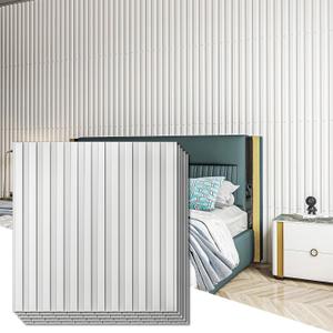 Art3d 3D Fluted Textured Slat Wall Panels, 19.7 x 19.7 in, 12-Pack, White
