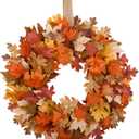 24" Fall Wreath for Front Door, Artificial Autumn Maple Leaves Wreath, Fall Decor for Home Farmhouse Front Door Porch Wall Window Indoor/Outdoor