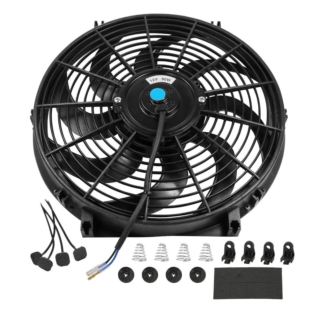 JDMSPEED New 14'' Inch Universal Slim Pull Push Racing Electric Radiator Fan Engine Cooling (Black) JDMSPEED New 14'' Inch Universal Slim Pull Push Racing Electric Radiator Fan Engine Cooling (Black)