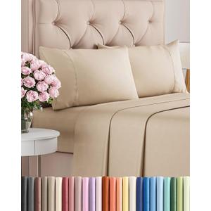 Twin XL 4 Piece Sheet Set - Comfy Breathable & Cooling - Ultra Soft Hotel Luxury Bedding Set w/ 8-16 Inch Deep Pockets - 1 Flat & 1 Fitted Sheet & 2 Pillowcases - Wrinkle Free and Easy Care - Cream