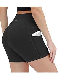 ALONG FIT Women High Waisted Biker Shorts Tummy Control Workout Yoga Shorts with Pockets Athletic Workout Running (Small, Mulberry)