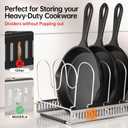 MUDEELA Pot Rack - Expandable Pots and Pans Organizer under Cabinet, Pot Lid Organizer Holder with 12 Adjustable Compartment, Kitchen Cabinet Organizer and Storage for Cutting Board, Skillets Pan