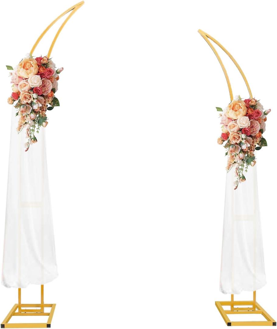 Curved Large Metal Arch Backdrop Stand, Set of 2 Wedding Arch Stand Flower Arch Stand Backdrop Arch Floral Wedding Arches for Ceremony Birthday Anniversary Valentine's Day Decorations(6.9FT & 6.2FT)