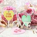 Youyole 30 Pieces Valentine's Conversation Heart Ornaments Wooden Candy Heart Shaped Hanging Wood Embellishment Hanging Ornament Kiss Me Hug Me Love Be Mine Forever for Valentine Decor Party Supplies