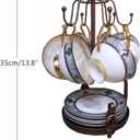 Coffee Mug Tree, Coffee Cup Holder for Countertop with 6 Hooks, Tea Cup Holder with Small Storage Area Metal Mug Rack Display for Counter Top Kitchen Organizer,Bronze