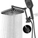 High Pressure Rain Shower Head with Handheld Spray Combo, 12 Inch Rainfall Shower Heads with Adjustable Extention Arm, Wide Dual Waterfall Showerhead with 3-Way Diverter(Matte Black)