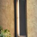 tewei 15.7 Inch Modern Outdoor Wall Sconce, Long Black LED Exterior Lighting Fixtures, Modern Large Outdoor Front Porch Lights Outside Wall Mount Lights for House, Warm White 3000K, 1 Pack